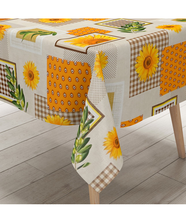 Wachstuch Tischdecke mediterran Sonnenblume Oliven