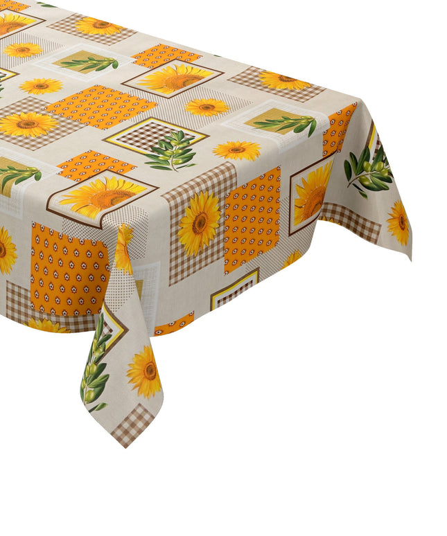 Wachstuch Tischdecke mediterran Sonnenblume Oliven