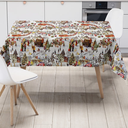 Wachstuch Tischdecke Weihnachten Winterdorf