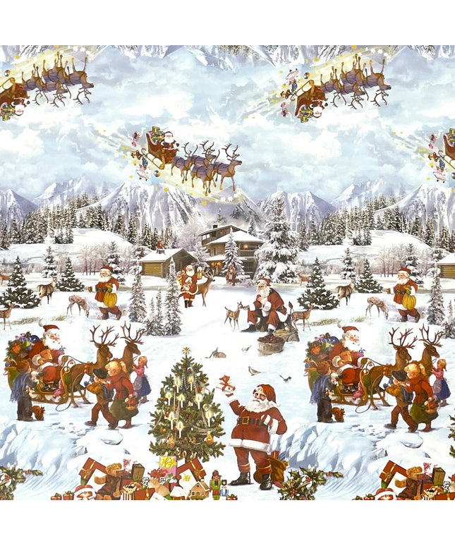 Wachstuch Rolle Weihnachten K25A Weihnachtsdorf Bordürenmuster Rollenware