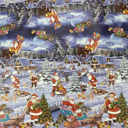 Wachstuch Rolle Weihnachten K25C Weihnachtsdorf Bordürenmuster Rollenware