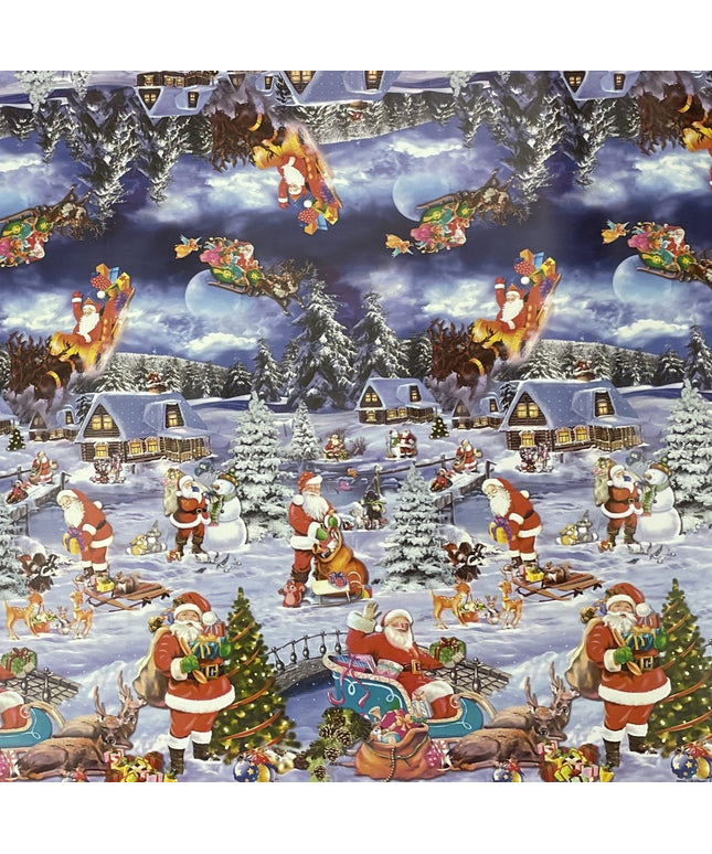 Wachstuch Rolle Weihnachten K25C Weihnachtsdorf Bordürenmuster Rollenware
