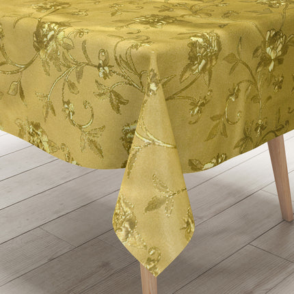 Wachstuch Tischdecke Damast geprägt K605A Gold Rosen Blüten Advent eckig rund oval