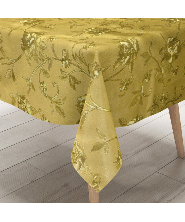 Wachstuch Tischdecke Damast geprägt K605A Gold Rosen Blüten Advent eckig rund oval