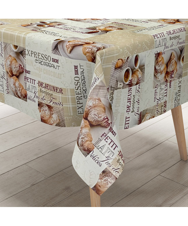 Wachstuchtischdecke Küche Kaffeemotiv beige