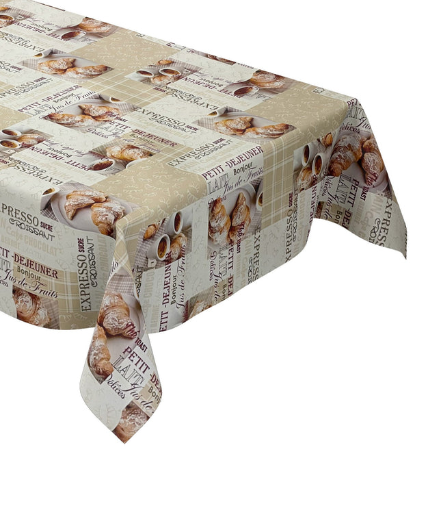 Wachstuchtischdecke Küche Kaffeemotiv beige