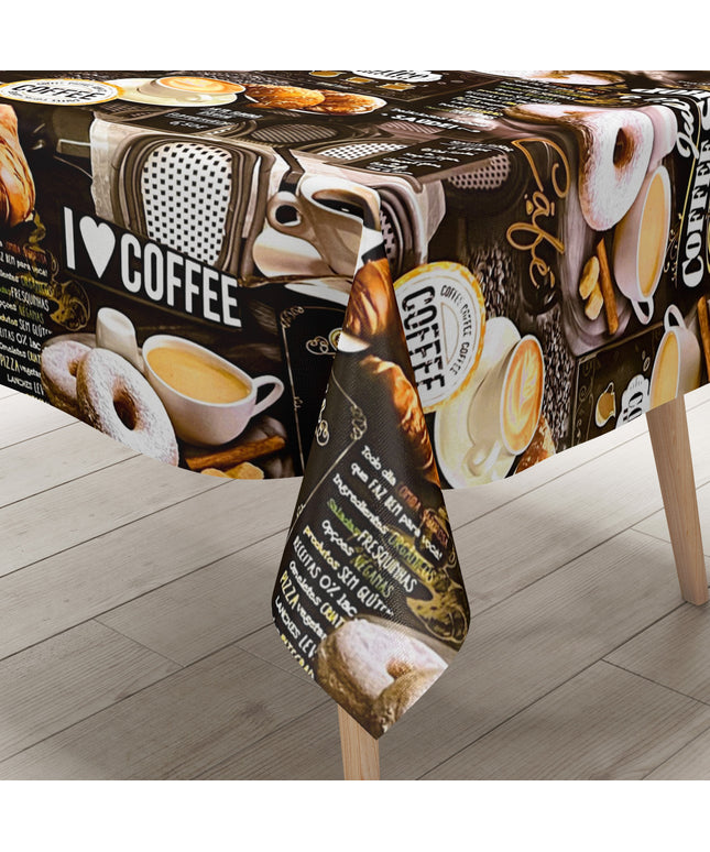 Wachstuchtischdecke Kaffee Küche Donouts braun