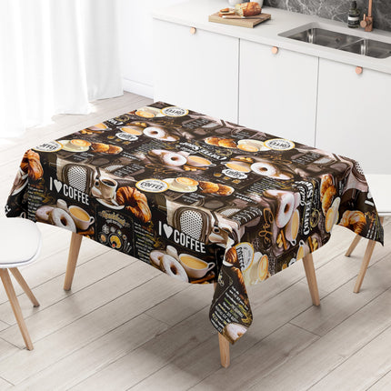 Wachstuchtischdecke Kaffee Küche Donouts braun
