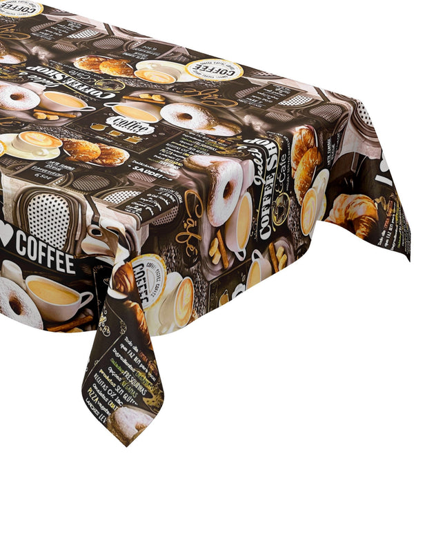 Wachstuchtischdecke Kaffee Küche Donouts braun