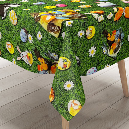 Wachstuch Tischdecke Ostern Osterwiese Osterei Osterhase