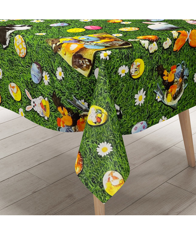 Wachstuch Tischdecke Ostern Osterwiese Osterei Osterhase