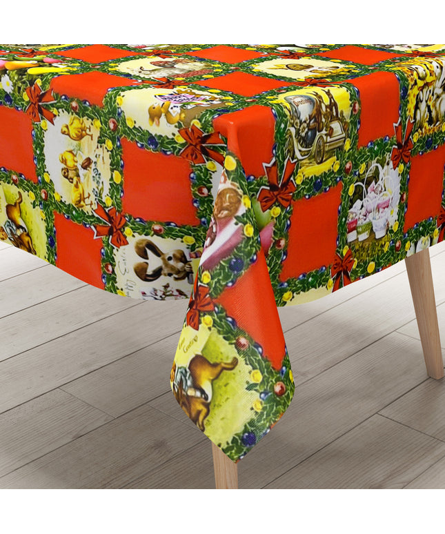 Wachstuch Tischdecke Meterware K836-2 Ostern HAPPY EASTER rot kariert eckig rund oval