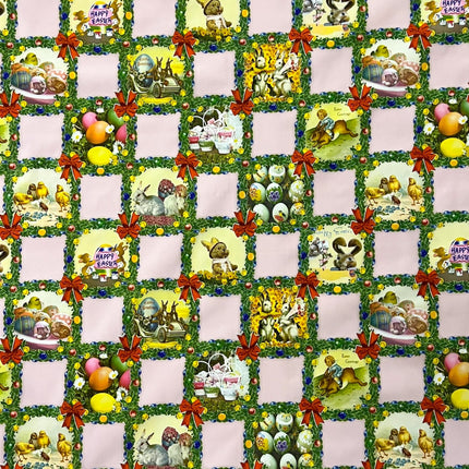 abwaschbare Wachstuch Tischdecke Ostern Osterhase rosa