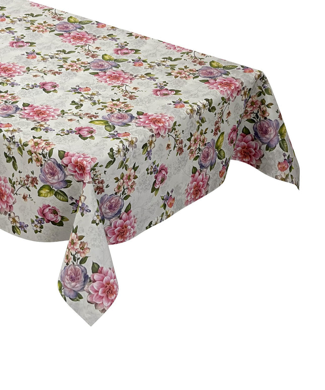 Wachstuch Tischdecke Rosen auf weiss