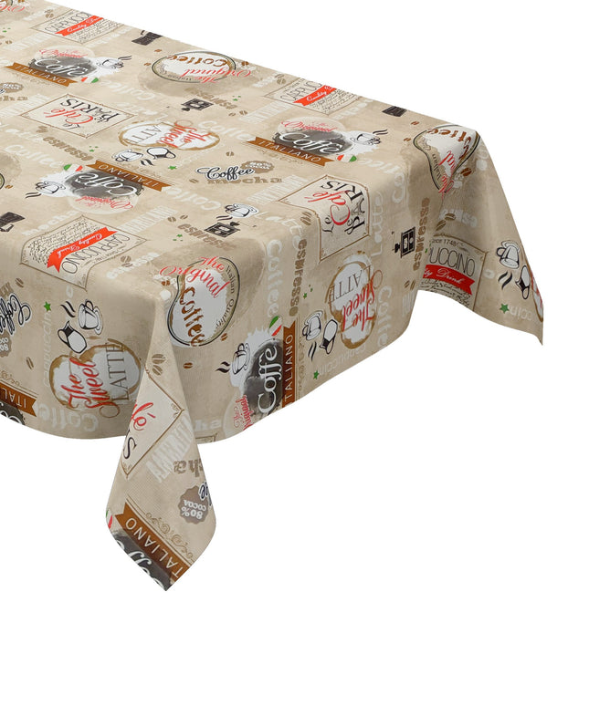 Wachstuch Tischdecke beige Kaffee Küchenmotiv