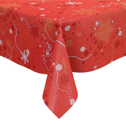 Wachstuch Tischdecke geprägt Weihnachten Skandinavien rot KE00810 - Größe, Form und Einfassung frei wählbar