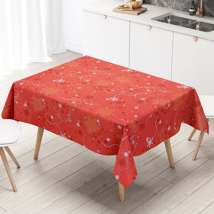 Wachstuch Tischdecke geprägt Weihnachten Skandinavien rot KE00810 - Größe, Form und Einfassung frei wählbar