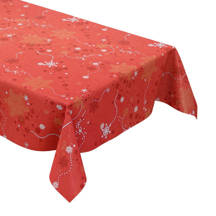 Wachstuch Tischdecke geprägt Weihnachten Skandinavien rot KE00810 - Größe, Form und Einfassung frei wählbar