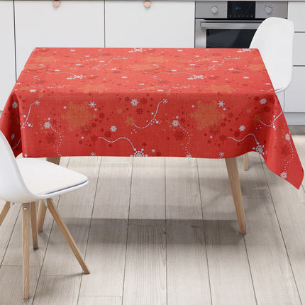 Wachstuch Tischdecke geprägt Weihnachten Skandinavien rot KE00810 - Größe, Form und Einfassung frei wählbar
