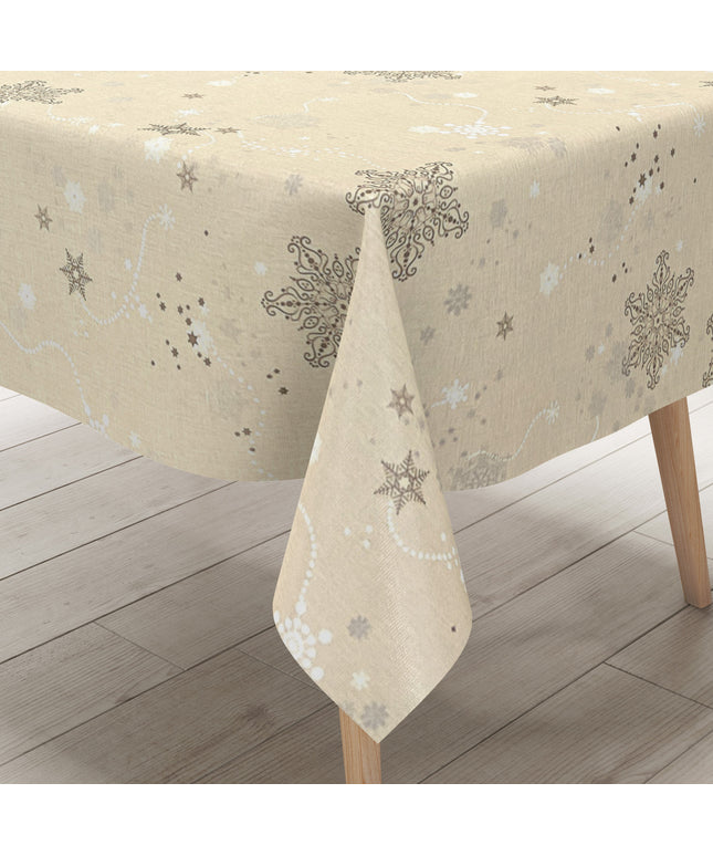 Wachstuch Tischdecke geprägt Weihnachten Skandinavien beige KE00820 eckig rund oval