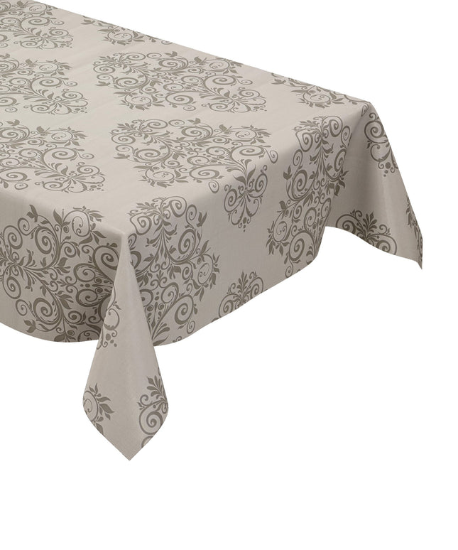 Wachstuch Tischdecke Barock Ornamente Taupefarben