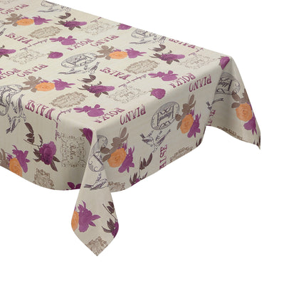 Wachstuch Tischdecke geprägt KE32810 PIANO POLKA Rosen und Vögel eckig rund oval