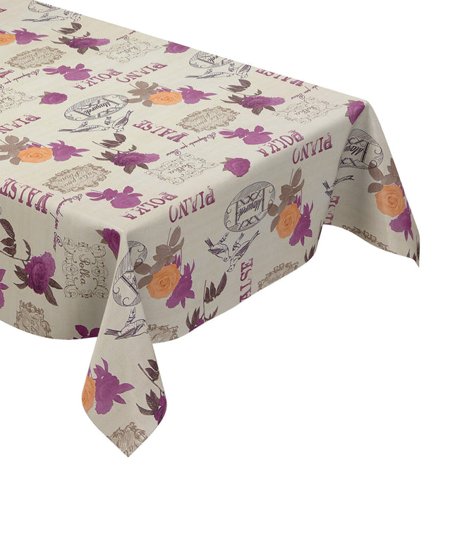 Wachstuch Tischdecke geprägt KE32810 PIANO POLKA Rosen und Vögel eckig rund oval