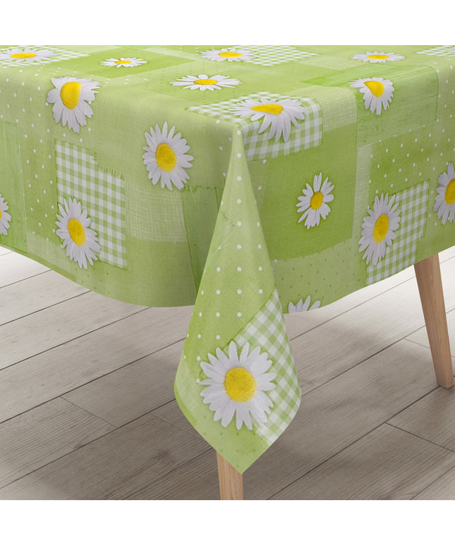 Wachstuch Tischdecke Margeriten grün