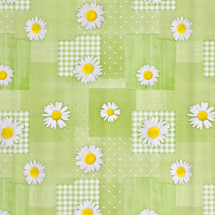 Wachstuch Tischdecke Margeriten grün