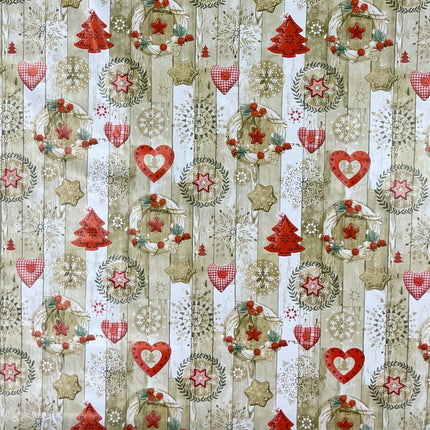 KEVKUS Wachstuch Tischdecke Weihnachten KE37810 Holz rot Schneeflocke eckig rund oval