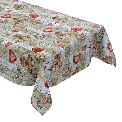 KEVKUS Wachstuch Tischdecke Weihnachten KE37810 Holz rot Schneeflocke eckig rund oval
