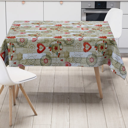 KEVKUS Wachstuch Tischdecke Weihnachten KE37810 Holz rot Schneeflocke eckig rund oval