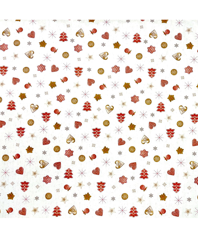 Wachstuch Tischdecke geprägt Weihnachten KE42410 Lebkuchen rote Herzen - Größe, Form und Einfassung frei wählbar