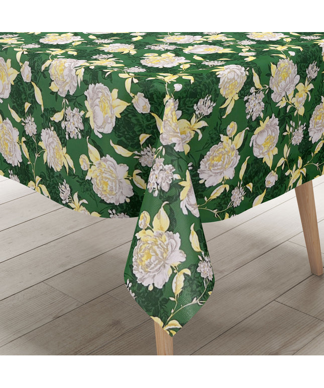 abwaschbare Wachstuch Tischdecke Rosen Blumen Blüten grün eckig rund oval kaufen