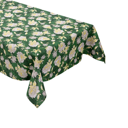abwaschbare Wachstuch Tischdecke Rosen Blumen Blüten grün eckig rund oval kaufen