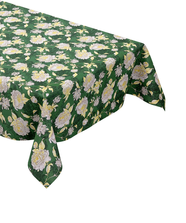 abwaschbare Wachstuch Tischdecke Rosen Blumen Blüten grün eckig rund oval kaufen