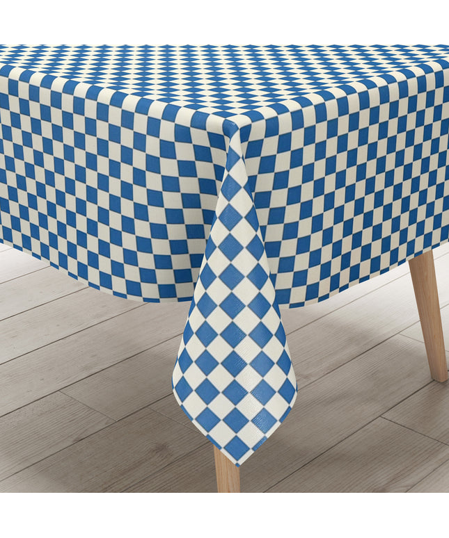 Wachstuch Tischdecke kariert blau weiß