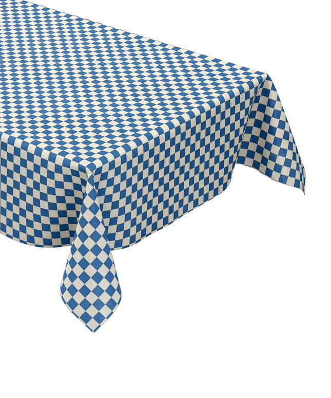 Wachstuch Tischdecke kariert blau weiß