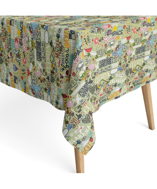 Baumwoll Tischdecke Kindermotiv grün