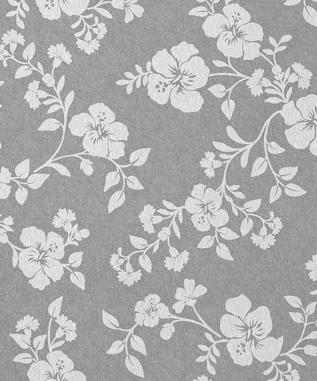 Jacquard Tischdecke beschichtete Baumwolle 160 cm Breite LEMIPIKA grau Hibiskus Blüten eckig rund oval