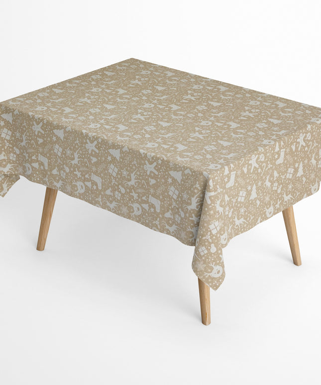 Baumwolltischdecke Weihnachten Advent LINERA beige Geschenke Rentier eckig rund oval