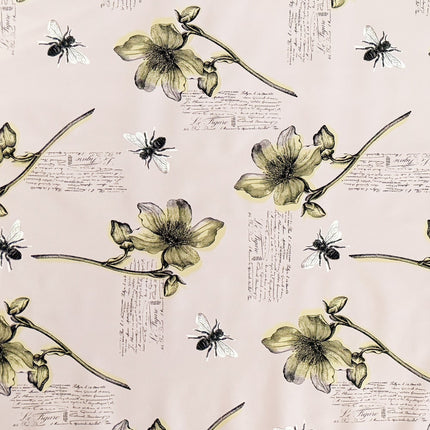 Wachstuch Tischdecke Blumen Bienen altrosa
