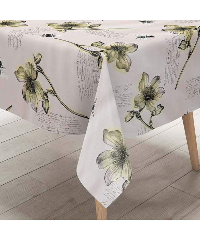 Wachstuch Tischdecke Blumen Bienen altrosa