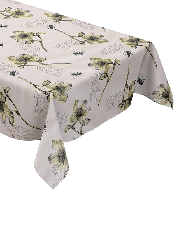 Wachstuch Tischdecke Blumen Bienen altrosa