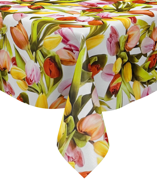 Wachstuch Tischdecke M19218 Frühjahr Tulpen Blumen - Größe & Form & Einfassung wählbar