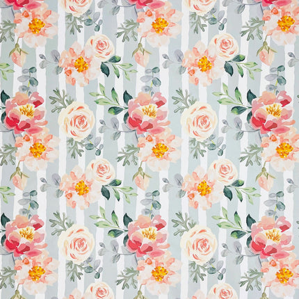 abwaschbare PVC Tischdecke Wachstuch Rosen gestreift Blüten