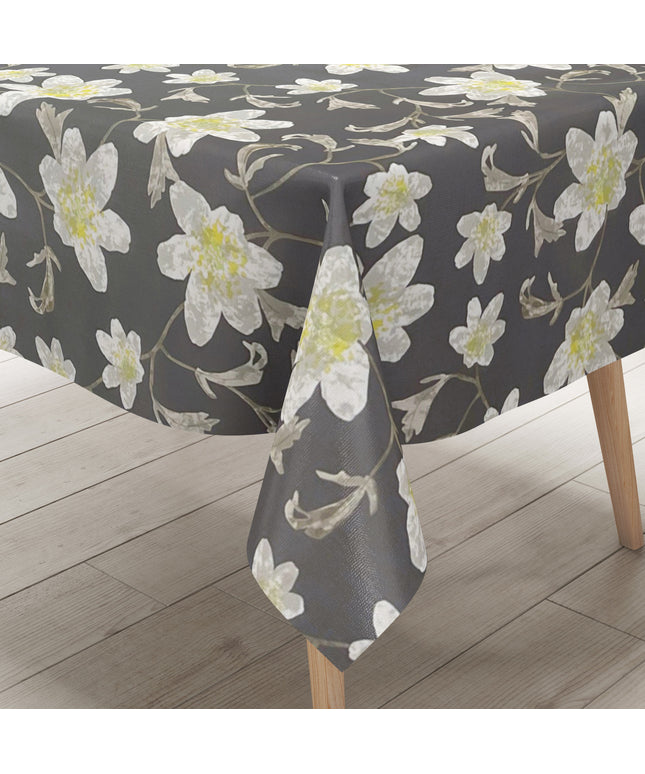 wachstuchshop24.de Wachtuchtischdecke Blumen Blüten Sommer grau