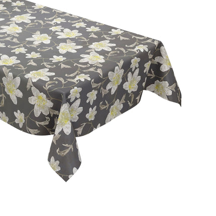 wachstuchshop24.de Wachtuchtischdecke Blumen Blüten Sommer grau