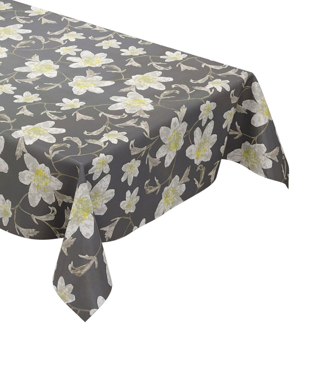 wachstuchshop24.de Wachtuchtischdecke Blumen Blüten Sommer grau