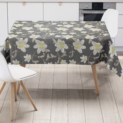 wachstuchshop24.de Wachtuchtischdecke Blumen Blüten Sommer grau